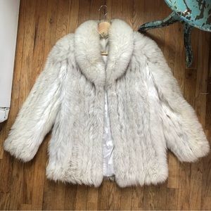 VTG Blue Fox Fur Coat Excellent Condition pockets imported Finland small